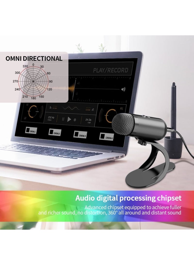 SYOSI USB Computer Microphone, Omnidirectional Condenser Podcast Mic for Recording and Streaming, Desktop Microphone with Mute Button and Volume Control, Plug & Play Stand for PC, Laptop, Mac, YouTube - Image 4